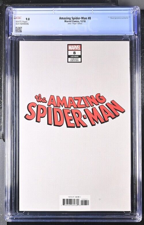 Marvel- Amazing Spider-Man #8 Jones Virgin Cover CGC 9.8 (2018)