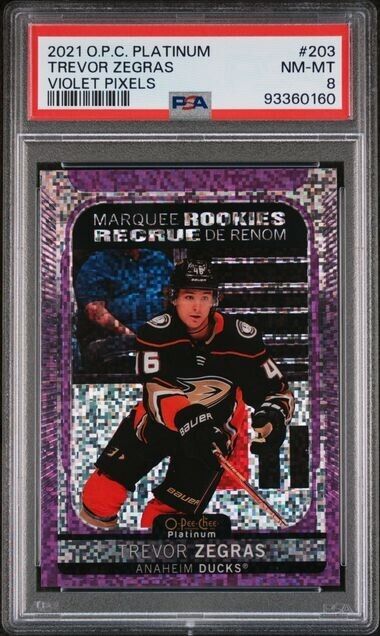 2021 UPPER DECK O-PEE-CHEE PLATINUM Trevor Zegras /299 Violet Pixels Mint 8