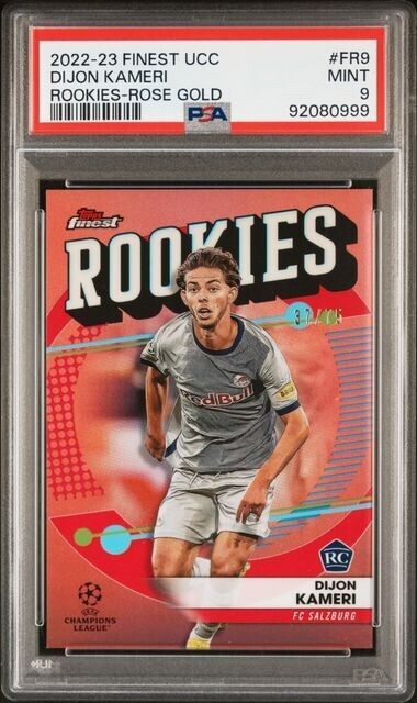 2022-23 TOPPS FINEST UEFA DIJON KAMERI FR9 ROOKIES-ROSE GOLD REF PSA 9 /75