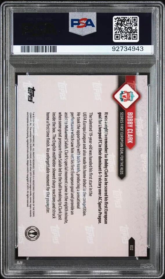 2023 TOPPS NOW UEFA EUROPA LEAGUE 32 BOBBY CLARK BLACK PSA 9  /10 