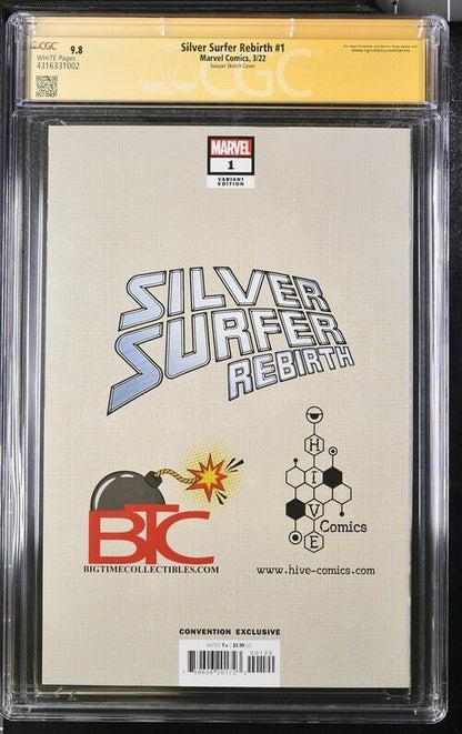 Marvel Silver Surfer Rebirth 1 Sketch Cover Auto & Sketch Suayan CGC 9.8