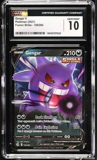 Pokemon Gengar V 156/264 Fusion Strike English Gem Mint 10 (2021)