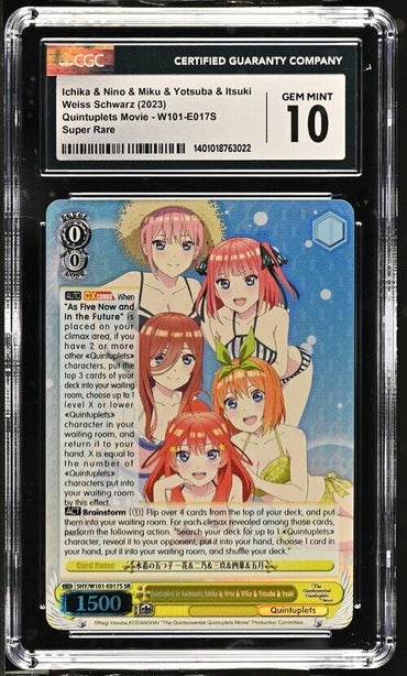 Weiss Schwarz Quintuplets in Swimsuits W101-E017S TQQM English SR GemMnt 10 2023