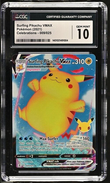 Pokemon Surfing Pikachu VMAX 009/025 Celebrations English Gem Mint 10 (2021)