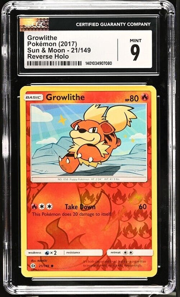 Pokemon Growlithe 21/149 Sun & Moon English Reverse Holo Common 9 (2017)