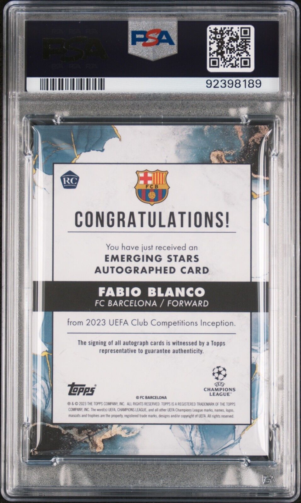 2022-23 TOPPS MUSEUM COLLECTION UEFA ROOKIE REVERENCE ROONY BARDGHJI PSA 10