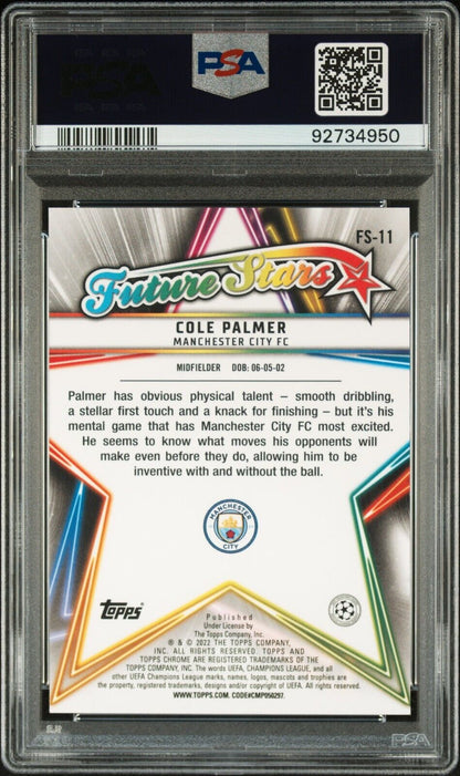 2021 TOPPS CHROME UEFA FUTURE STARS COLE PALMER 11 FUTURE STARS PSA 9