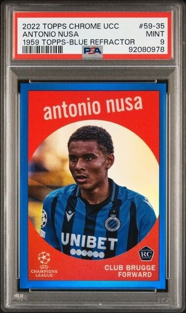 2022-23 TOPPS CHROME UEFA ANTONIO NUSA 59-35 1959 TOPPS-BLUE REFRCTOR PSA 9 /150