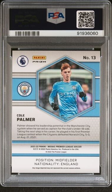 2021 PANINI MOSAIC PREMIER LEAGUE COLE PALMER 13 REACTIVE RED PSA 10