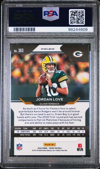 2020 PANINI PRIZM 363 JORDAN LOVE VARIATION-NO HUDDLE PRIZM MINT 9