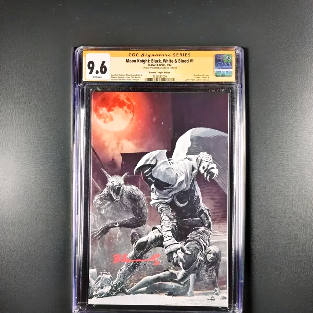 Moon Knight: Black, White & Blood #1 Signed by Barends, 9.6