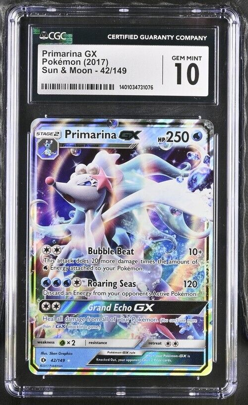 Pokemon Primarina GX 42/149 Sun & Moon English Ultra Rare Gem Mint 10 (2017)