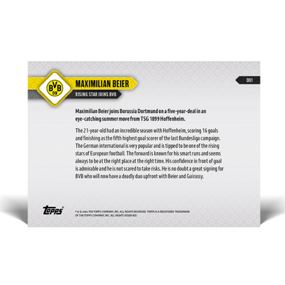 "PRESALE" Maximilian Beier - BVB TOPPS NOW® Card 1 "PRESALE"