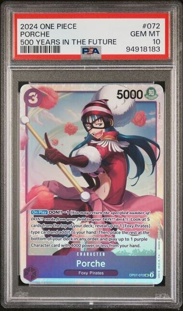 One Piece TCG OP07-072  Porche English Gem Mint 10 (2024)