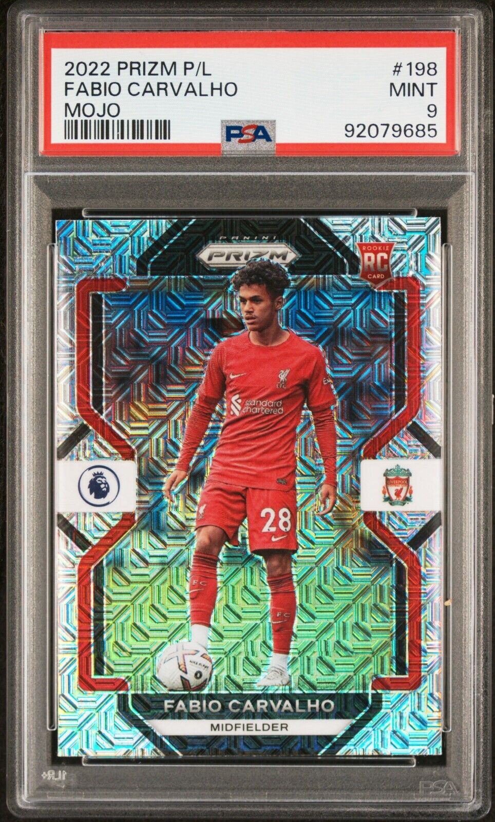 2022-23 PANINI PRIZM PREMIER LEAGUE FABIO CARVALHO 198 MOJO PSA 9