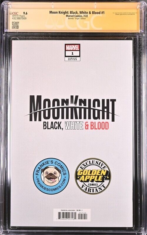 Moon Knight: Black, White & Blood #1 Signed by Barends, 9.6