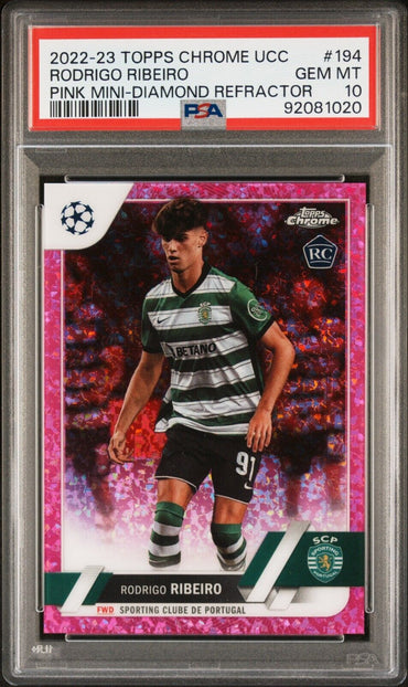 2022-23 TOPPS CHROME UEFA RODRIGO RIBEIRO 194 PINK MINI DIAMOND PSA 10 /175