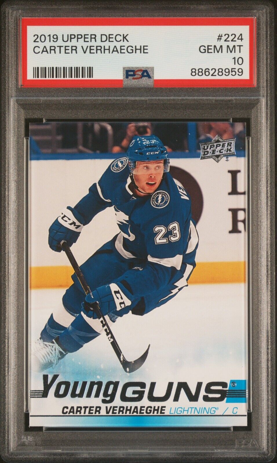 2019 UPPER DECK HOCKEY 224 CARTER VERHAEGHE YOUNG GUNS PSA 10