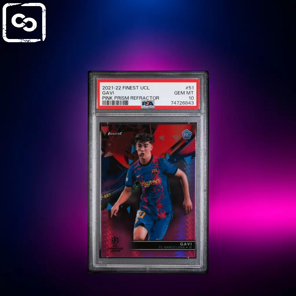 2021-22 TOPPS FINEST UEFA CHAMPIONS LEAGUE GAVI PINK PRISM REFRACTOR PSA 1O /125