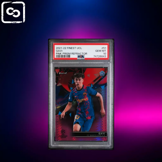 2021-22 TOPPS FINEST UEFA CHAMPIONS LEAGUE GAVI PINK PRISM REFRACTOR PSA 1O /125