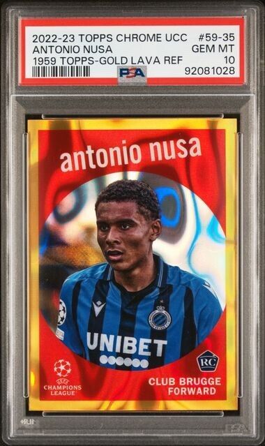 2022-23 TOPPS CHROME UEFA ANTONIO NUSA 59-35 1959 TOPPS-GOLD LAVA PSA 10