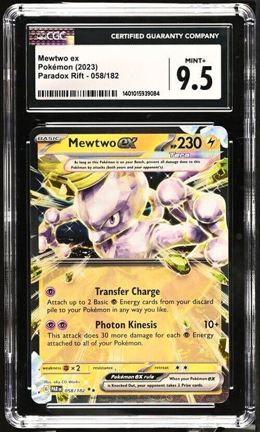 Pokemon Mewtwo ex 058/182 Paradox Rift - PAR EN English Mint+ 9.5 (2023)