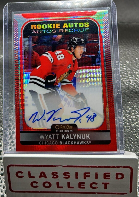 2021-22 O-Pee-Chee Platinum Premier Wyatt Kalynuk Red Prism Autograph Rookie /60