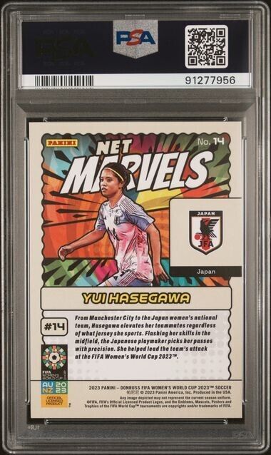 2023 PANINI DONRUSS FIFA WOMEN'S WORLD CUP NET MARVELS YUI HASEGAWA 14 PSA 9