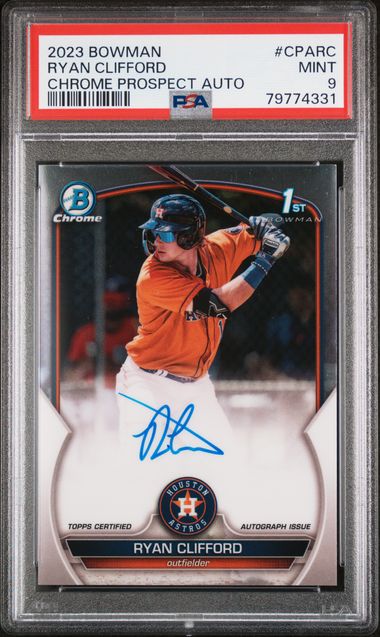 2023 BOWMAN CHROME PROSPECT AUTOGRAPHS RYAN CLIFFORD CPA-RC PSA 9