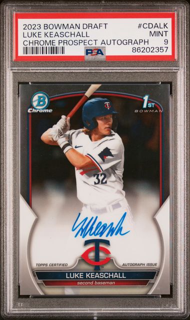 2023 BOWMAN DRAFT CHROME PROSPECT AUTOGRAPH LUKE KEASCHALL   CDALK   PSA MINT 9