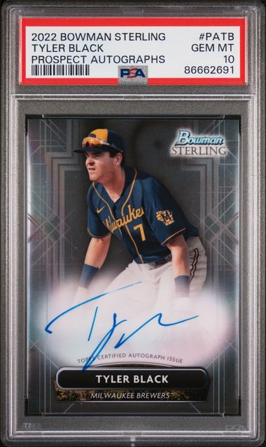 2022 BOWMAN STERLING PROSPECT AUTOGRAPHS TYLER BLACK PATB PSA 10