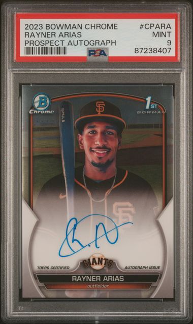 2023 BOWMAN CHROME PROSPECT AUTOGRAPHS RAYNER ARIAS   CPARA  PROSPECT AUTOGRAPH PSA MINT 9