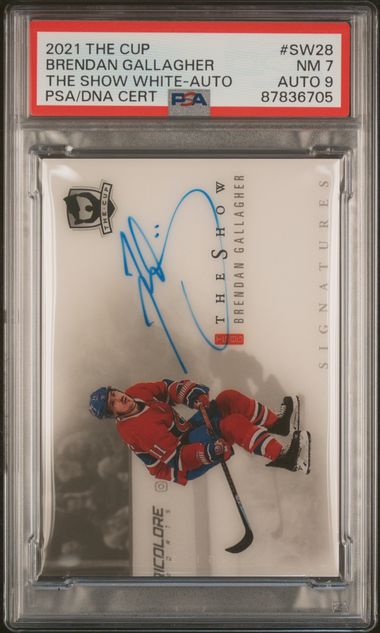 2021 UPPER DECK THE CUP THE SHOW WHITE BRENDAN GALLAGHER SW28 AUTO PSA 7