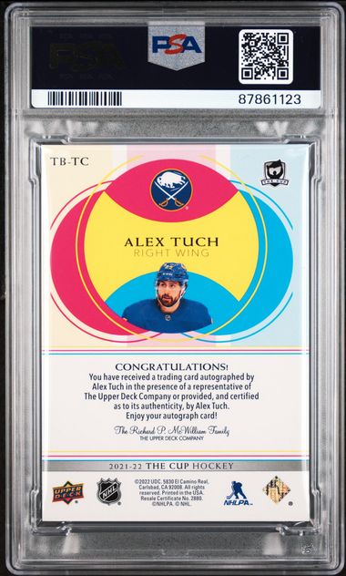 2021 UPPER DECK THE CUP THE BASICS ALEX TUCH TB-TC  THE BASICS-AUTO PSA MINT 9