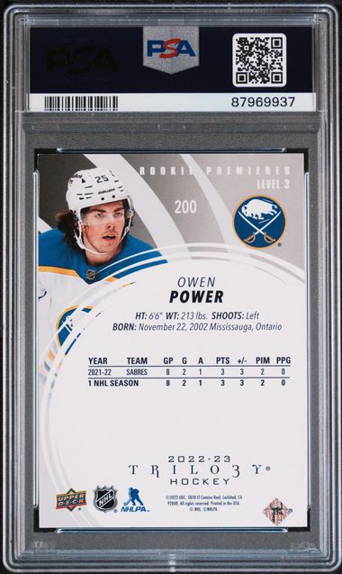 2022 UPPER DECK TRILOGY OWEN POWER   200   PSA NM-MT 8