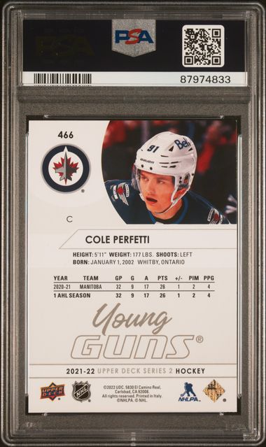 2021-2022 UPPER DECK COLE PERFETTI   466   PSA MINT 9