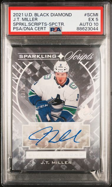 2021 UPPER DECK BLACK DIAMOND SPARKLING SCRIPTS J.T. MILLER   SCMI  SPRKL.SCRIPTS-SPCTR. PSA EX 5  /25
