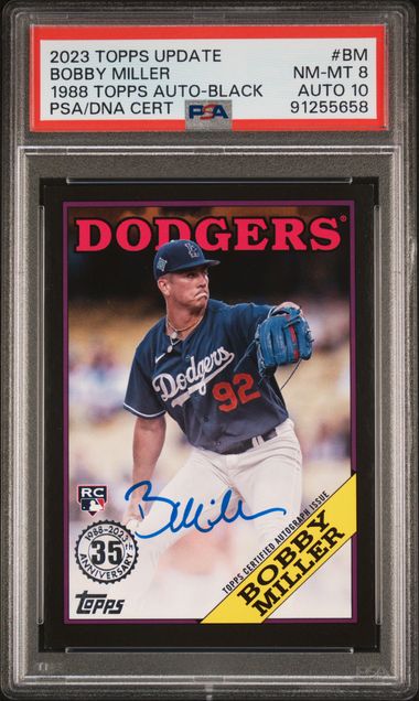 2023 TOPPS UPDATE 1988 BASEBALL AUTO BOBBY MILLER BM BLACK PSA 8 /199