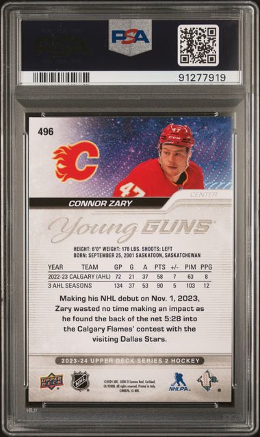 2023 UPPER DECK CONNOR ZARY 496 PSA MINT 9