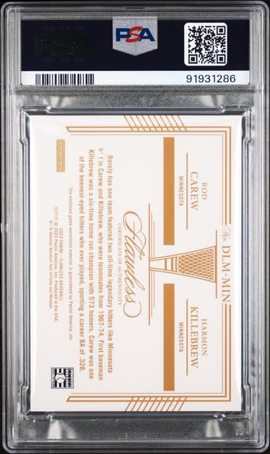 2023 PANINI CAREW/KILLEBREW FLAWLESS DUAL LEGENDS DLM-MIN MAT-RUBY PSA 8