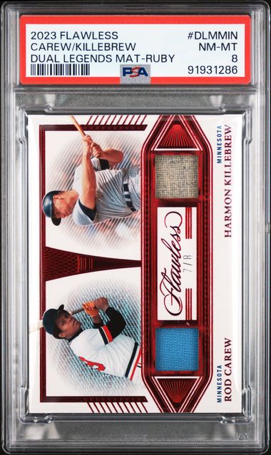 2023 PANINI CAREW/KILLEBREW FLAWLESS DUAL LEGENDS DLM-MIN MAT-RUBY PSA 8