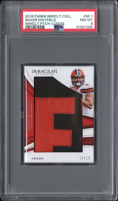 2018 PANINI IMMACULATE COLLECTION IMMACULATE PATCHES BAKER MAYFIELD IM1 PSA8 /19
