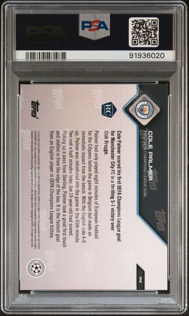 2021 TOPPS NOW UEFA CHAMPIONS LEAGUE COLE PALMER   48   PSA NM-MT 8