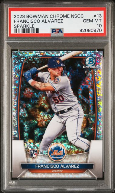 2023 BOWMAN CHROME NATIONAL FRANCISCO ALVAREZ 13 SPARKLE REFRACTOR PSA 10 /99