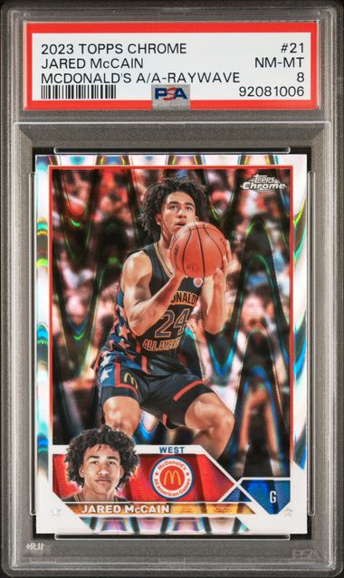 2023 TOPPS CHROME MCDONALD'S ALL-AMERICAN JARED McCAIN 21 RAYWAVE PSA NM-MT 8