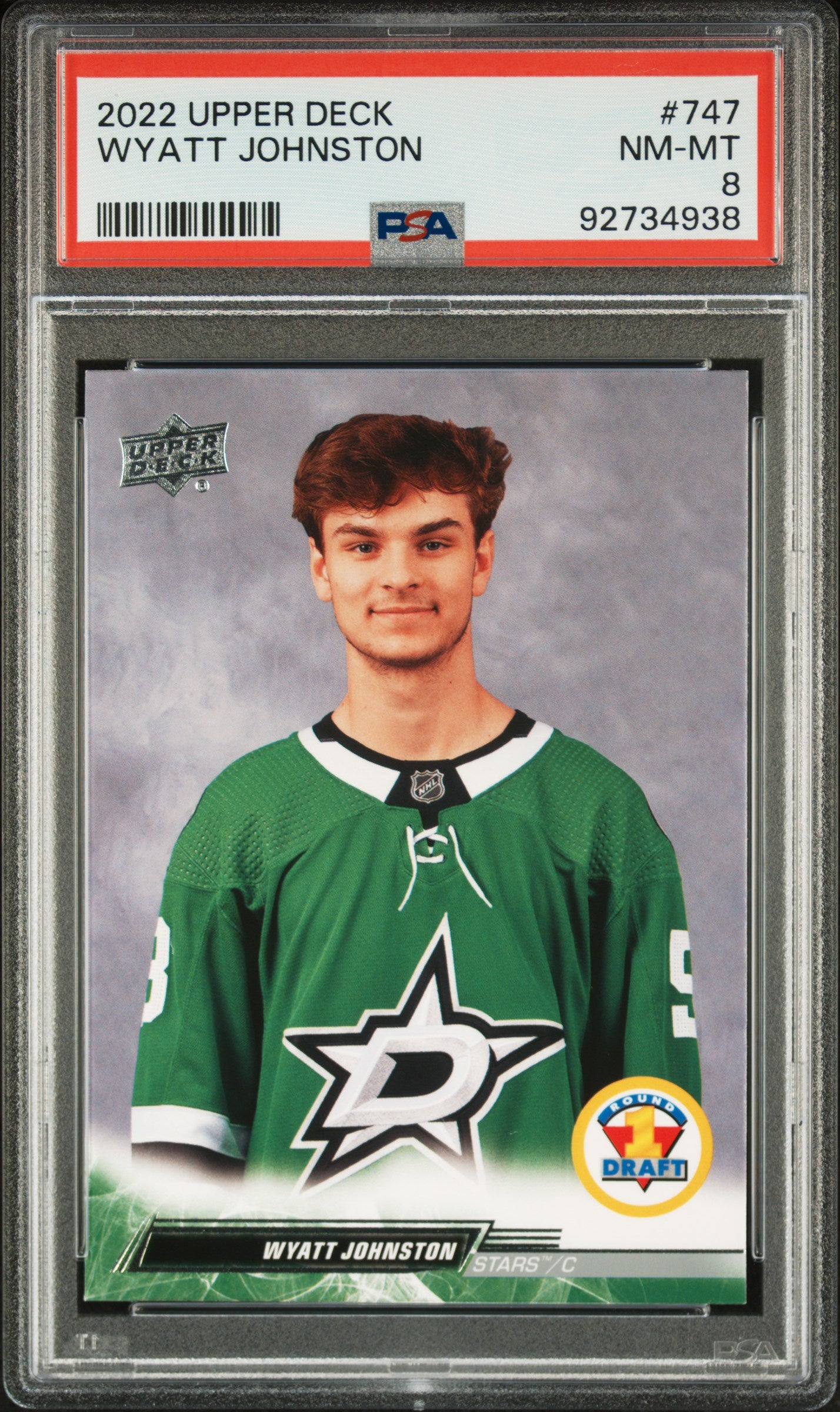 2022 UPPER DECK WYATT JOHNSTON   747   PSA NM-MT 8