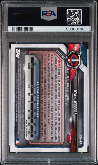 2018 BOWMAN DRAFT CHROME DRAFT PICKS AUTOGRAPHS RYAN JEFFERS CDARJ PSA MINT 9