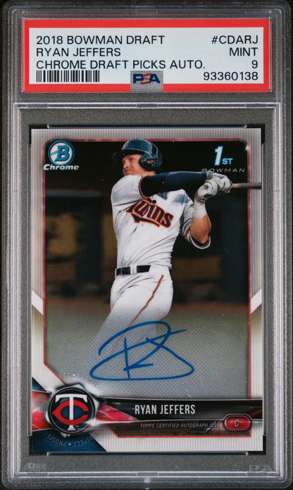2018 BOWMAN DRAFT CHROME DRAFT PICKS AUTOGRAPHS RYAN JEFFERS CDARJ PSA MINT 9