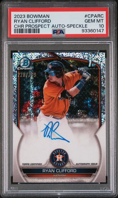 2023 BOWMAN CHROME PROSPECT AUTOGRAPHS RYAN CLIFFORD CPARC SPECKLE PSA 10 /299