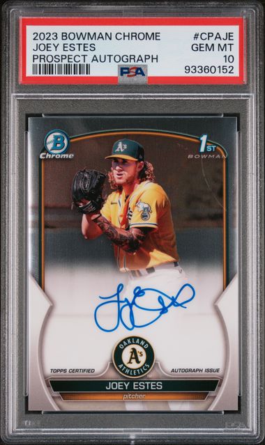 2023 BOWMAN CHROME PROSPECT AUTOGRAPHS JOEY ESTES CPAJE PSA GEM MT 10